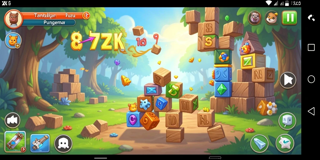 Screenshot gameplay menampilkan level menantang di 8ZK.