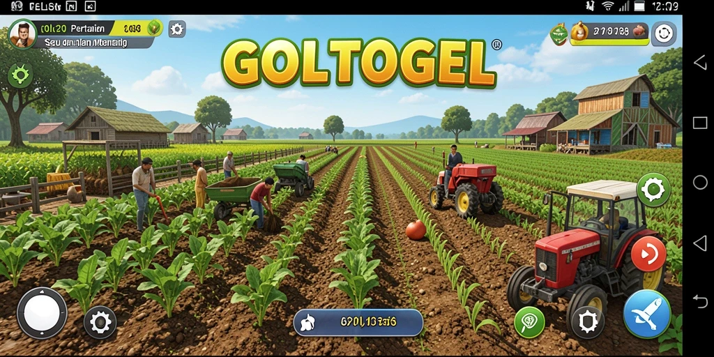 Tampilan gameplay GOLTOGEL dengan aktifitas bertani yang seru.