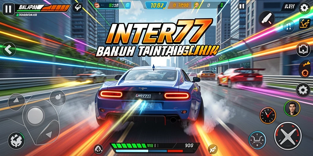 Gameplay racing mendebarkan dengan mobil cepat dan lintasan beragam.