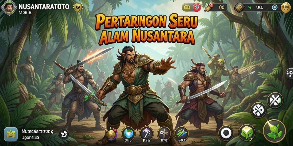 Screenshot gameplay NUSANTARATOTO menampilkan pertarungan seru antar karakter.