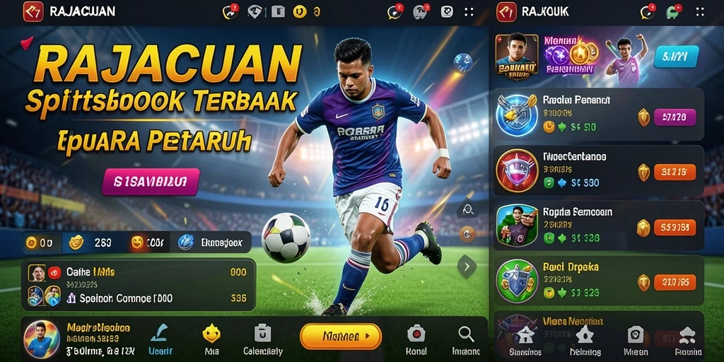 Tampilan antarmuka pengguna RAJACUAN yang menarik dan informatif untuk taruhan olahraga.