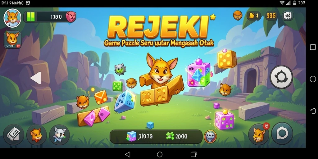 Tampilan gameplay REJEKI dengan tantangan puzzle menarik.