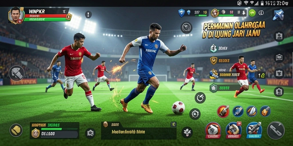 Screenshot WINPKR menunjukkan aksi seru dalam pertandingan olahraga.